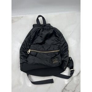 Legato Largo Backpack Black Nylon Puffer Quilted Gold Zipper Small Daypack Mini